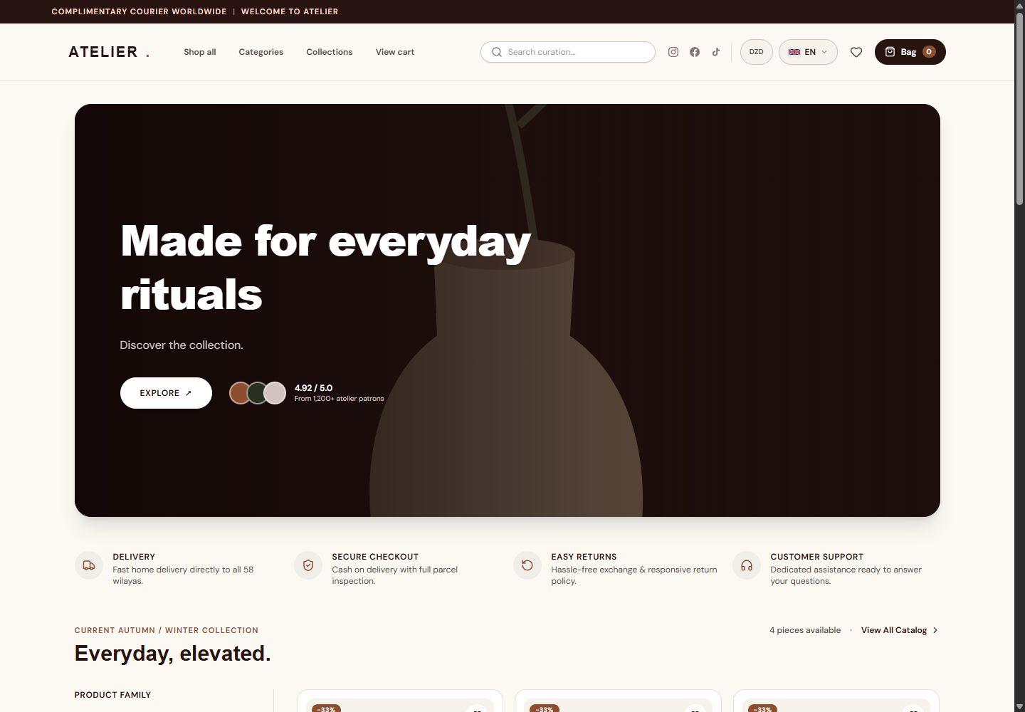 Theme Default — Multi-Category Catalog & Responsive Storefront